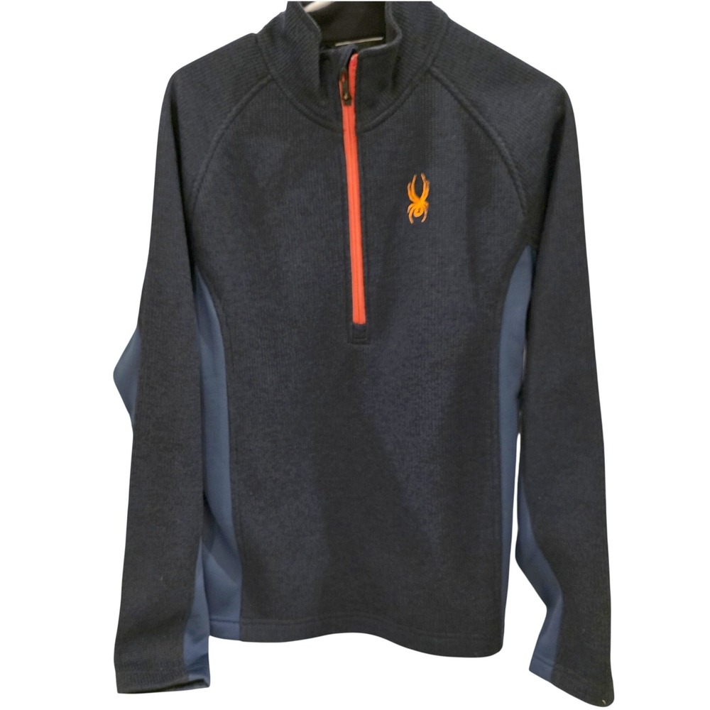 Spyder Mens Size S Small Outbound Core Sweater 1/2 Zip Pullover Navy Blue Orange